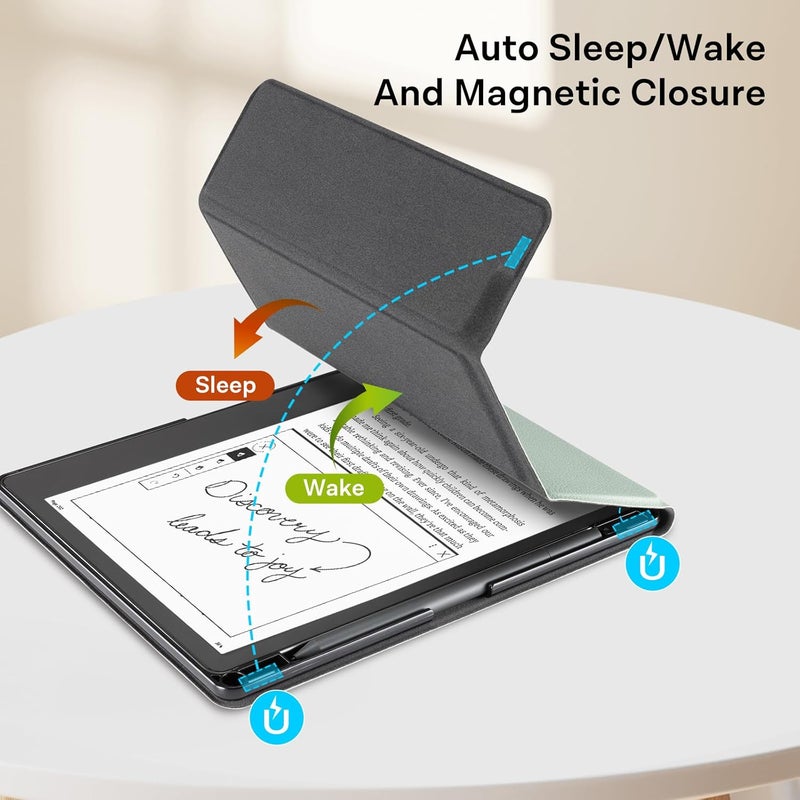 CoBak Stand Case for Kindle Scribe - Premium Folio Leather Cover with Pen Holder, Auto Sleep/Wake - Compatible with 10.2 Inch Kindle Scribe (2022/2024 Release) | Premium, Leather Cover, with Pen Holder, Auto Sleep/Wake, 2022/2024 Release - Image 5